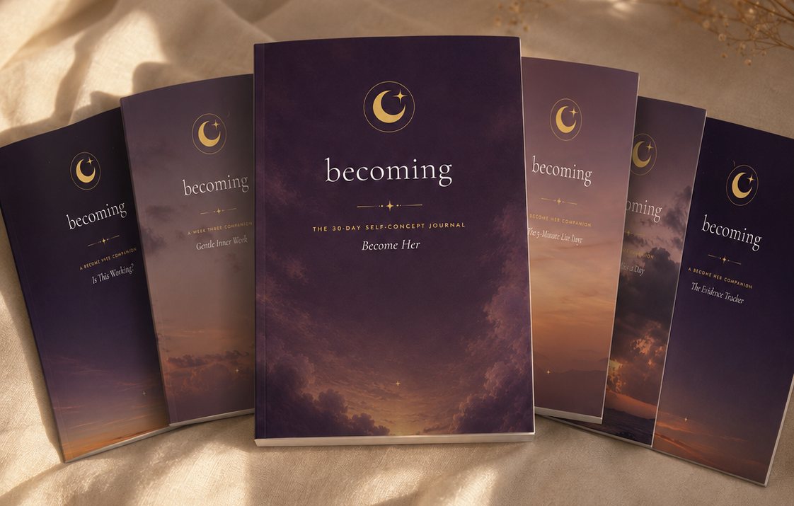 The complete Become Her set: the 30-day journal and five companion booklets